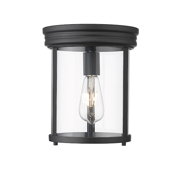 Z-Lite Thayer Flush Mount, 1-Light, 9.25 In.W x 11 In.H, Matte Black/Clear 742F9-MB - main